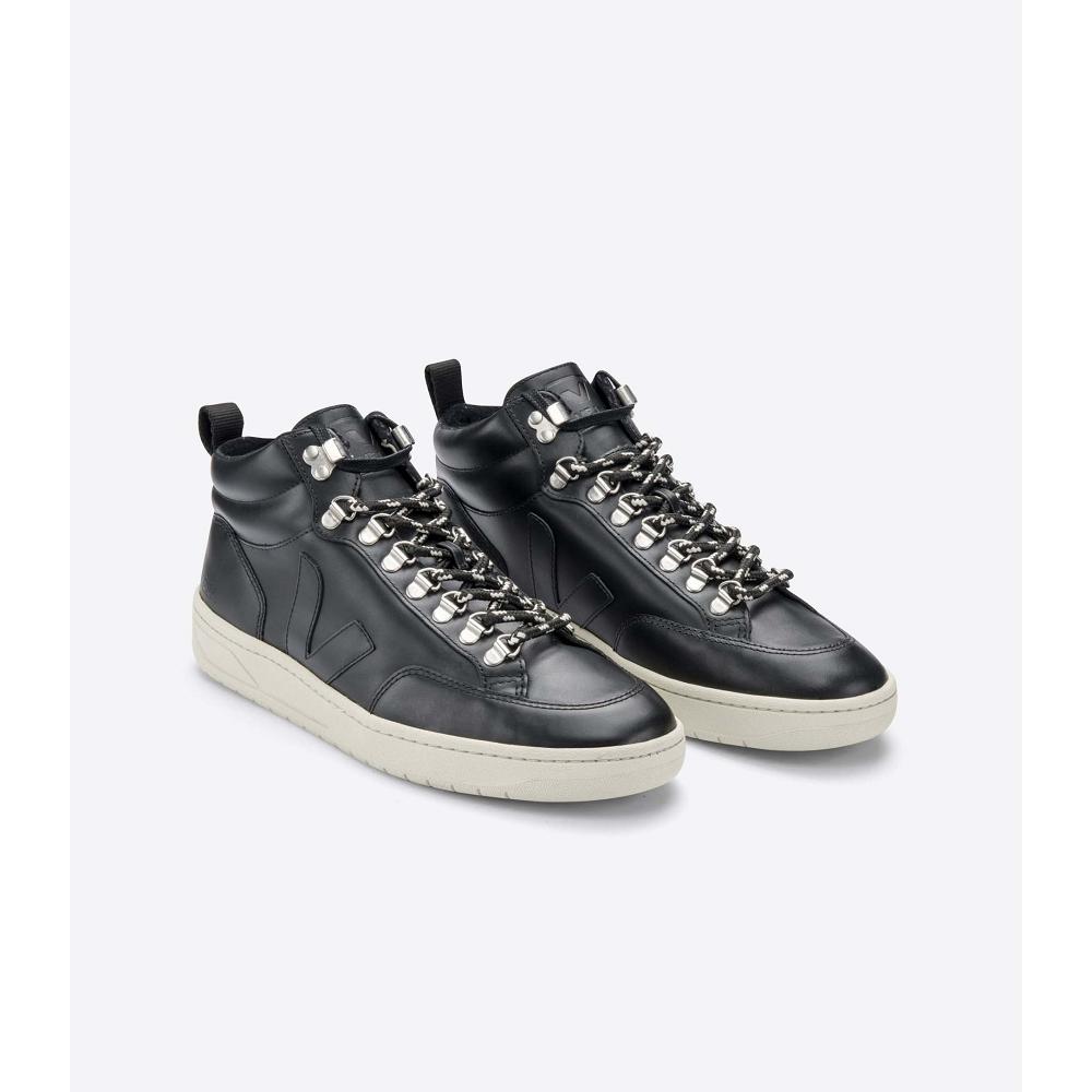 Veja RORAIMA LEATHER Høye Dame Black/White | NO 355CTV